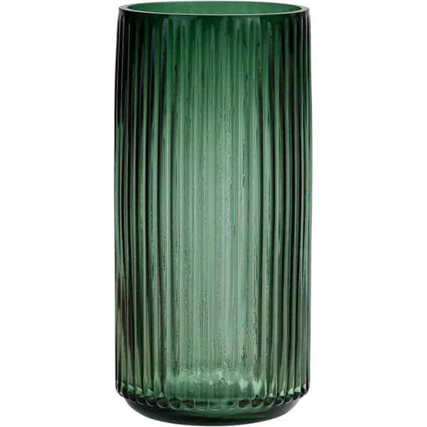 NN Blomvas 9,7 tum Grön Tjock Handblåst Glasvas Rund Vintage Randig