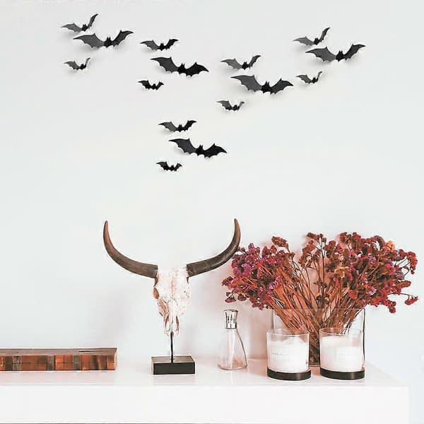 Halloween Väggdekor DIY PVC 3D Dekorativa Fladdermöss 24 Delar