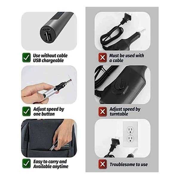 Professional USB Adapter 30-bit Engraving Pen, Cordless Rechargeable Engraving Pen, Engraving Tool for Metal