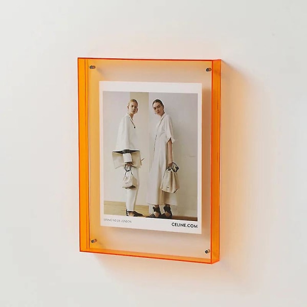 Transparent akryl tavelram Gör-det-själv-affisch Målning Hall Sovrum Väggbord Prydnad Enkel fotoram 15x19cm Orange