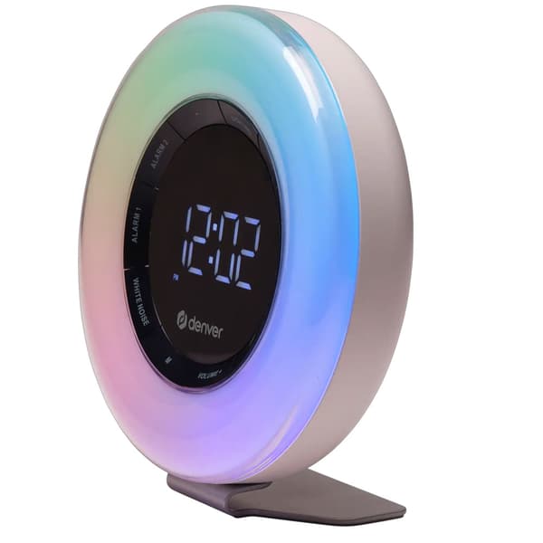 Herätyskello herätysvalolla ja FM-radiolla Vit LED