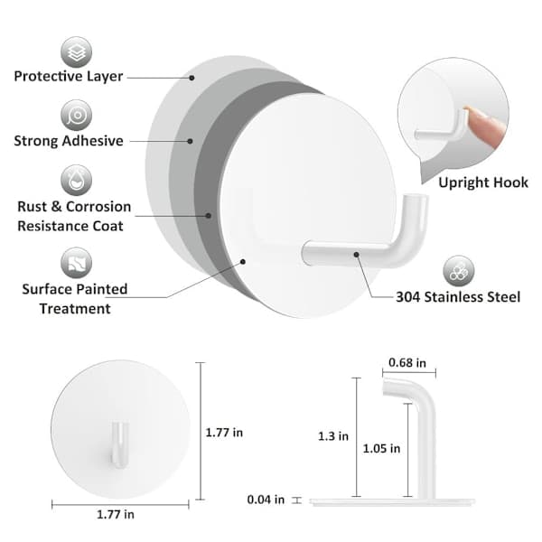 4 pcs self-adhesive hooks wall hooks towel hanger