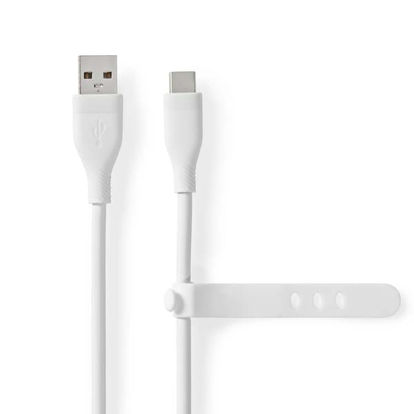 USB 2.0-kabel USB-A til USB-C 15 W 480 Mbps 1,5 m Hvit Silikon Vit
