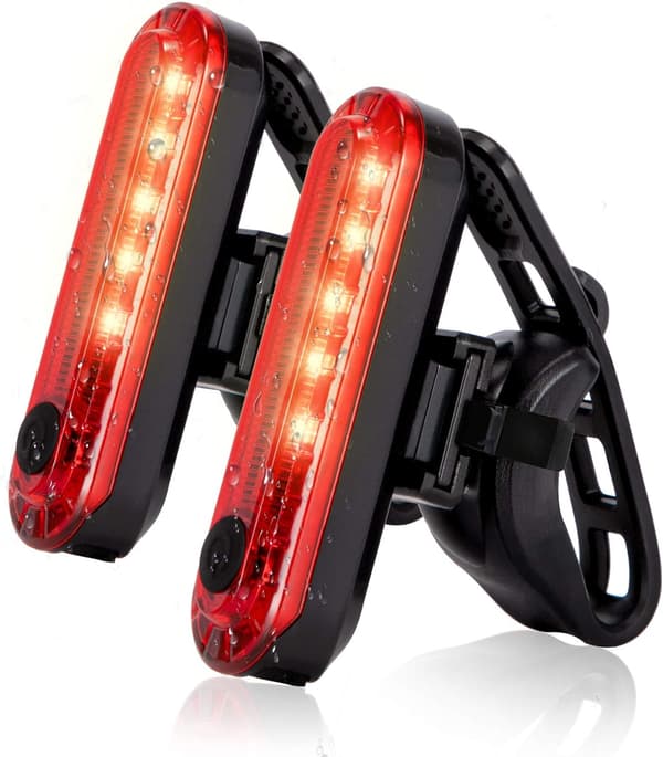 USB Rechargeable LED Bike Tail Light 2-Pack, Bright Bicycle Rear Light for Cycling Safety