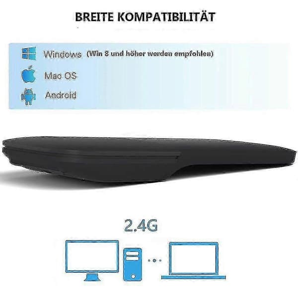 Ergonomisk trådløs mus, sammenleggbar flat mus, trådløs