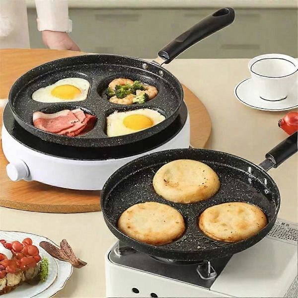 4-Håls Frukostpanna Mini Omelettpanna Hushåll Köksredskap Non-Stick Liten Stekpanna Ägg Dumpl