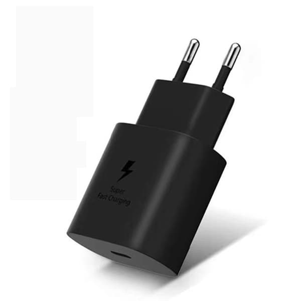 25W hurtiglader for Samsung USB-C med 1 meter datakabel + ladehode svart 25W
