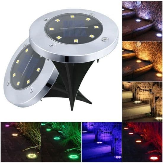 Solcellelampe 2 stk. - 8 LED - IP65 Vandtæt - Hvidt lys