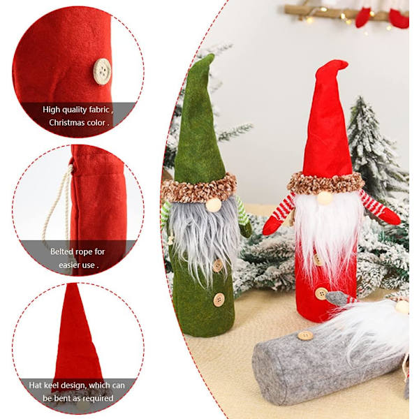 3-delad jultomte-set för vinflaskor