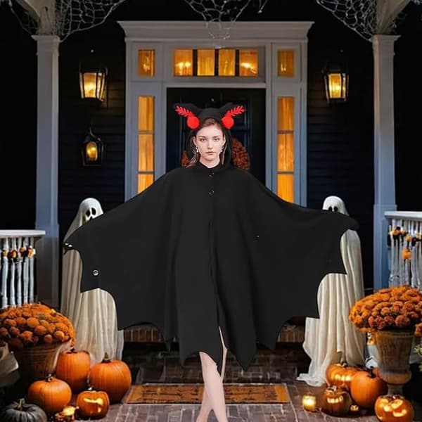 Sommerfuglekostume, vatteret Halloween-kappe med hætte og knapper, rollespilskostume