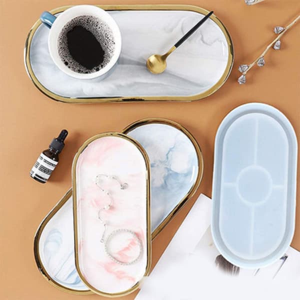 3 stk. store, mellemstore, små ovale bakkeforme DIY Coaster Form