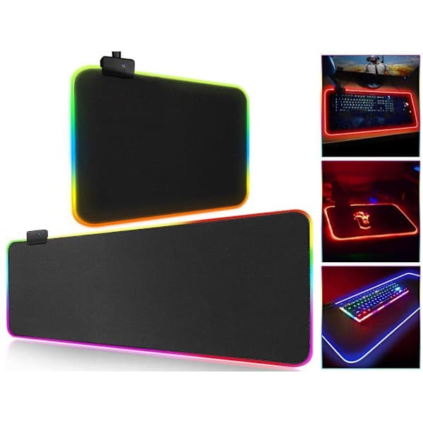 Gaming musemåtte med LED-lys - RGB - Vælg størrelse Sort 30x25 cm 30x25 cm