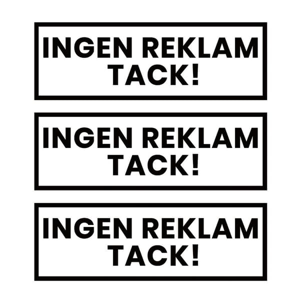 3-pakkaus Ei mainoksia kiitos -tarra, valkoinen 3,5x10,5cm white