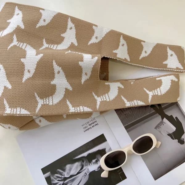 Strikket Håndtaske Knyttet Armbåndstaske SORT sort