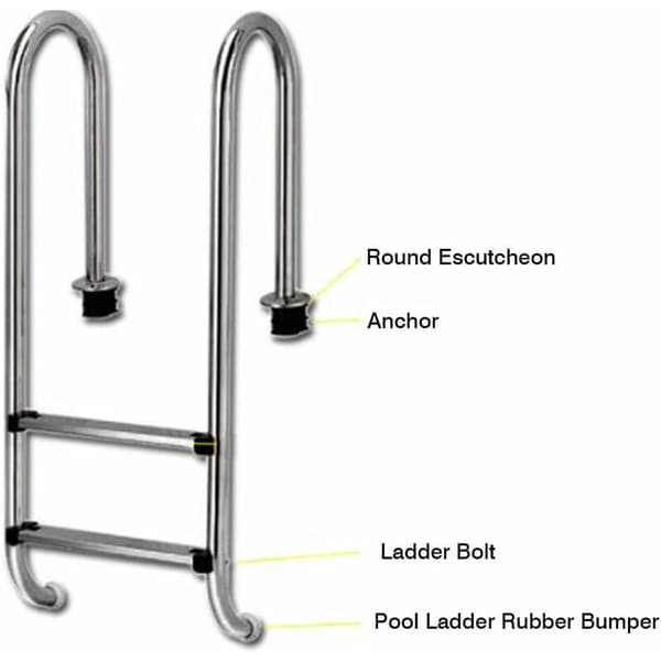 Replacement kit for pool ladder – 2 bolts 7.5 cm – rubber bumper 5.7 cm – compatible anchor 4.8 cm – round escutcheon 1.2 cm