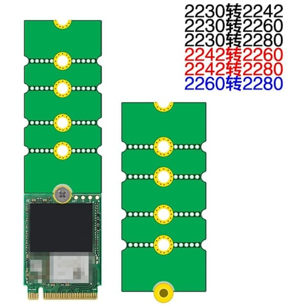 NGFF M.2 NVMe-adapter 2230 til 2242/2260/2280, 2242 til 2280, 2260 til 2280