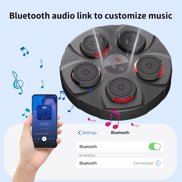 Älykäs Bluetooth-nyrkkeilykone hanskoilla - Seinälle kiinnitettävä kohdeharjoittelupotkulaite aikuisille, lapsille, kotitreenaukseen ja kuntosalille a2