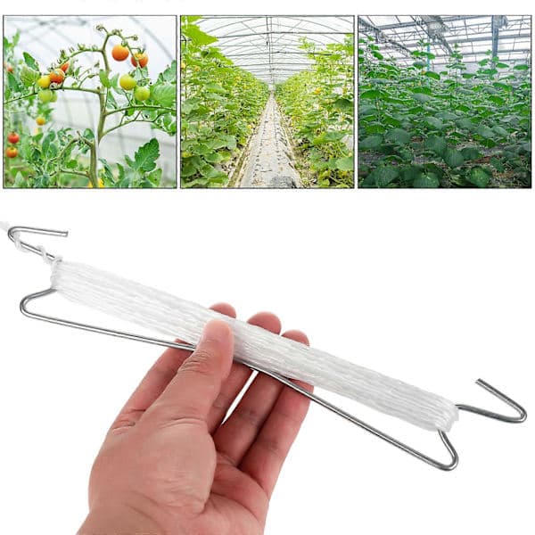 2023 New Tomato Support Hook 15 pcs Prevent Tomatoes from Being Squeezed - Plant Climbing Hooks 15m with Durable 15 Meter Nylon Rope