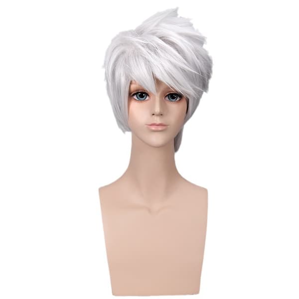 Anime-parykk Kakashi cosplay sølvgrå kort hår