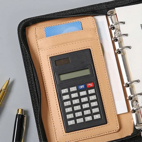 School Binder - A6 PU Leather Budget Planner with Calculator | Waterproof Budget Binder