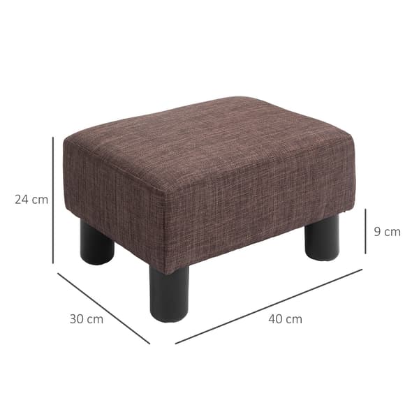 Ottomansk fotpall rektangulär linne stoppad pall 40x30x24 cm brun max 100 kg