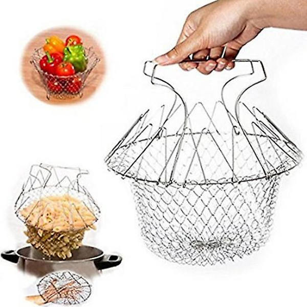 Kokoontaitettava höyrystin, verkko, huuhtelu, siivilöinti, paisto, työkalu, keittiö, ruoanlaitto