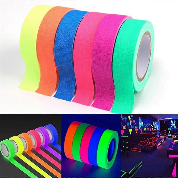 Bomullsband Neon Partytejp Säkerhetsvarning Neontejp UV-tejp Scenrekvisita Bröllop Hem