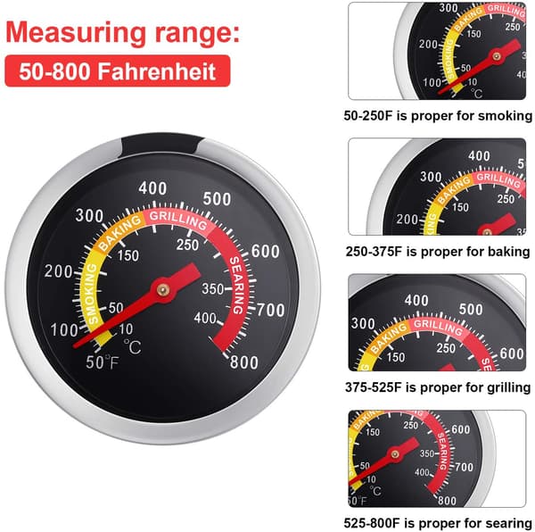 Analogt Termometer i Rustfrit Stål til Grill & Ovn 54