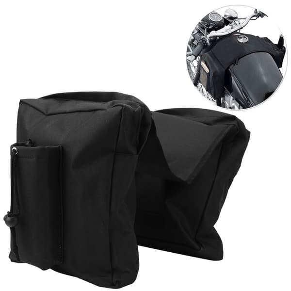 Polyester Black Motorcycle ATV Hanging Bag Beach Buggy Snowmobile Front Saddle Storage Pocket