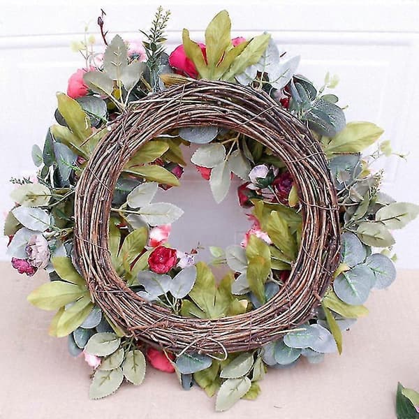 Rative Dørkrans, silkeblomst Blomsterkrans 40cm Guirlande til udendørs brug