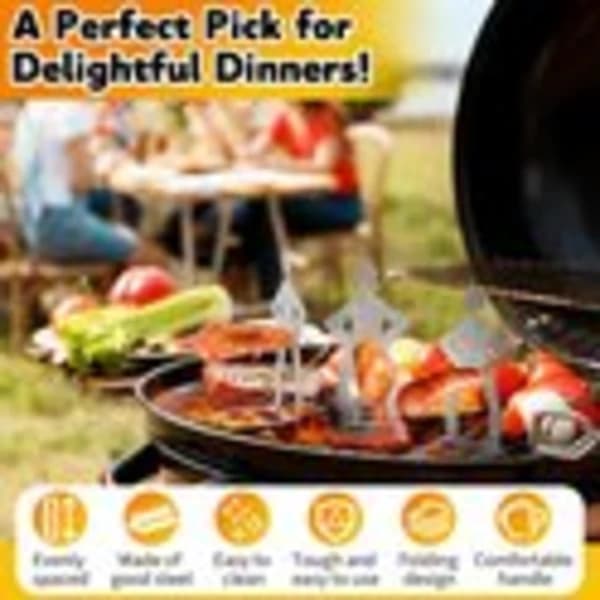 3-delt pølsegrillstativ i rustfrit stål til camping, picnic og havegrillfester