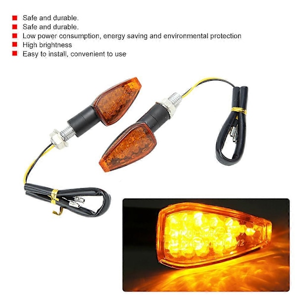 2 st MC Blinkers 14 LED Indikatorlampa Tillbehör Passar Yamaha Gul Lins