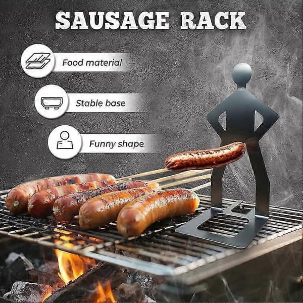 Pølseholder i rustfritt stål for grilling, pølsestativ for camping, bærbart grillstativ 3 stk