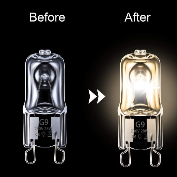 G9 Halogenpære, 10-pakning Belysning G9 Halogenpære 28W 230V 370Lm 2800K (10stk)