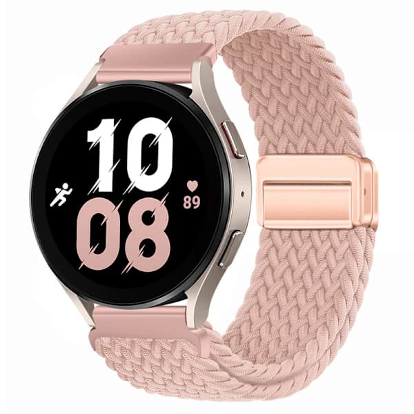 Elastiskt Justerbart Nylon 20mm Ersättningsarmband för Smartklocka, Passar Samsung Galaxy Watch 3/4/4 Classic/Active/Active 2/Gear Sport - Rosa