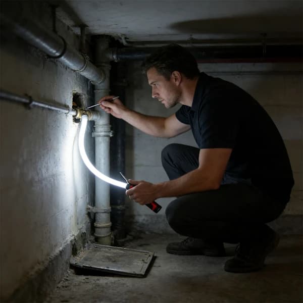 Portable Hands-Free LED Work Light with Hanging Hook, Adjustable Brightness, Focused Beam for Mechanics and Workshops