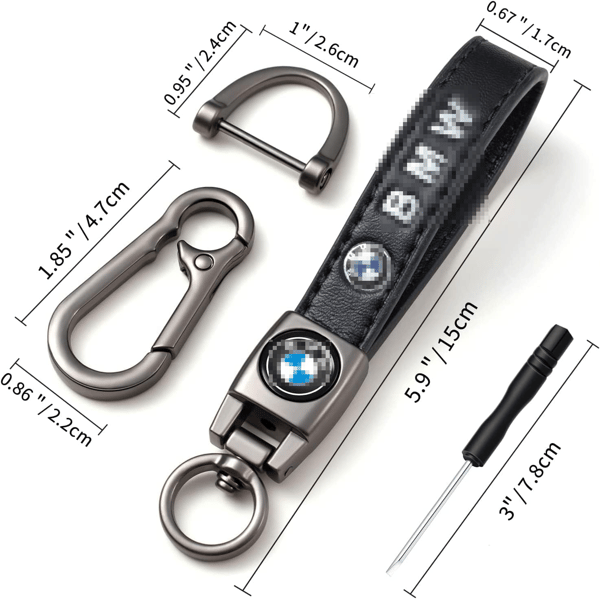 VW Keychain, Braided Leather Rope, Metal, Unisex