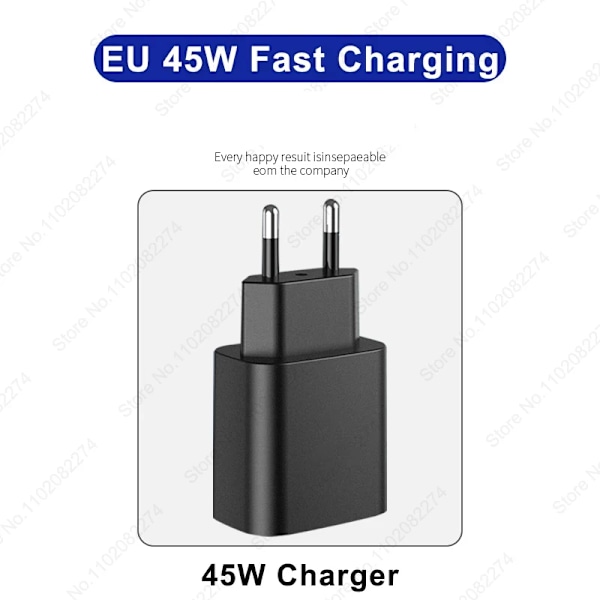 PD 45W USB C Oplader Super Hurtig Opladning Til Samsung Galaxy S24 S23 S22 Ultra A54 A15 A55 5G Telefonoplader Nyt Kabel EU 45W Black Charger