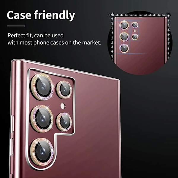 Sopii Samsung Galaxy S25Ultra S23 S24 Ultra S24 Plus S22Ultra timantti kiiltävä värikäs matkapuhelimen linssin suojakalvo musta timantti Black Diamond For Samsung S24 Plus
