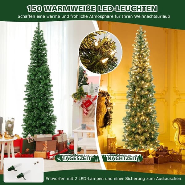 210 cm halv julgran med 150 LED-lampor