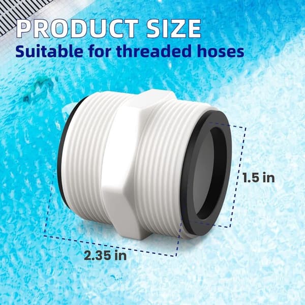 2x Poolslangeforbindelse 3,8 cm med 2 L-ringstætninger, Kompatibel med Intex Coleman