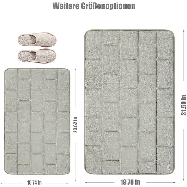 Sklisikker minneskummatte, absorberende baderomsmatte, vaskbar baderomsmatte, baderomsdusjmatte (grå, 40 x 60 cm) (40*60 cm, grå)