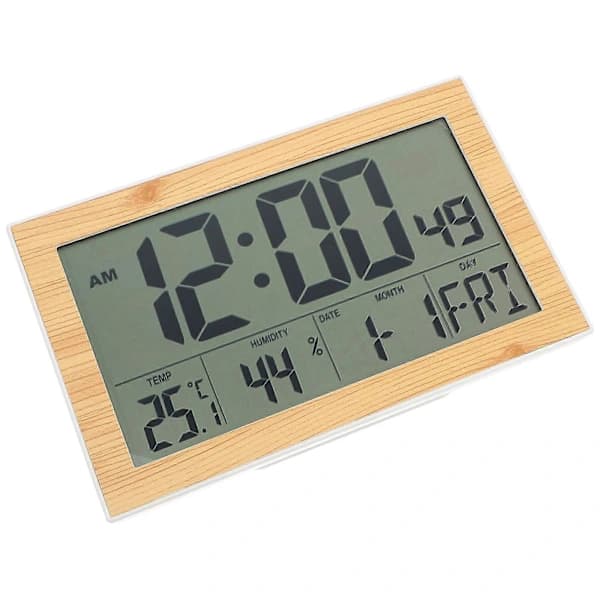 Digital vægur med temperatur- og luftfugtighedssensor, ABS, 20,1 x 12,4 x 2,6 cm