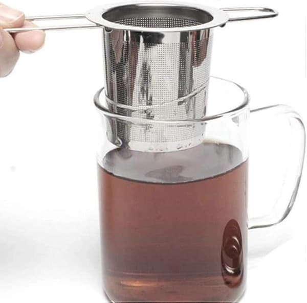 Te-infuser i 304 rustfrit stål med låg og foldbart håndtag, passer til tekander, kopper og krus