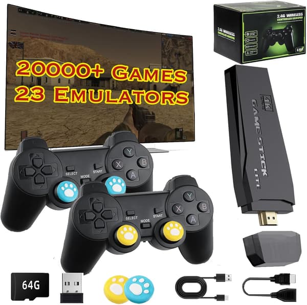 Trådløs Retro Spillekonsol 4K HDMI Plug and Play Videospil-stick