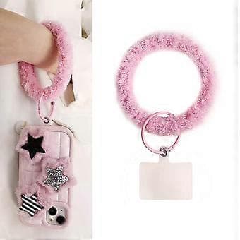 Versatile Phone Wristband Anti-lost Wrist Strap Keychain Plush Orange Orange