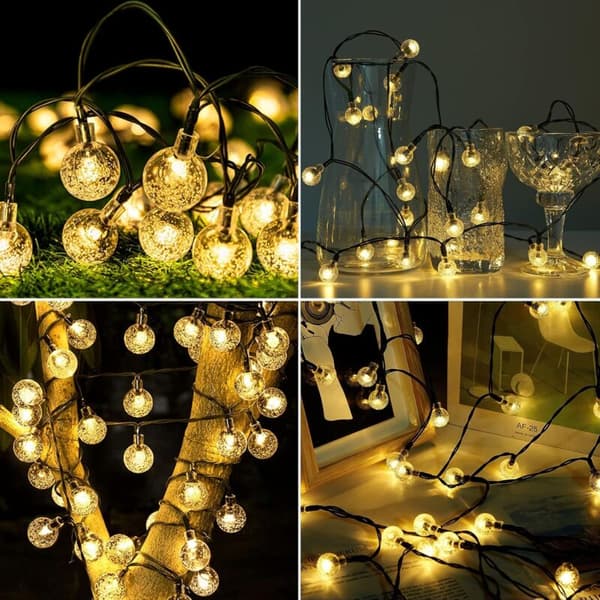 12M 100 LED String Lights with Remote Control, Solar Powered and USB Powered Outdoor and Indoor, 8 Modes Waterproof Garden String Lights