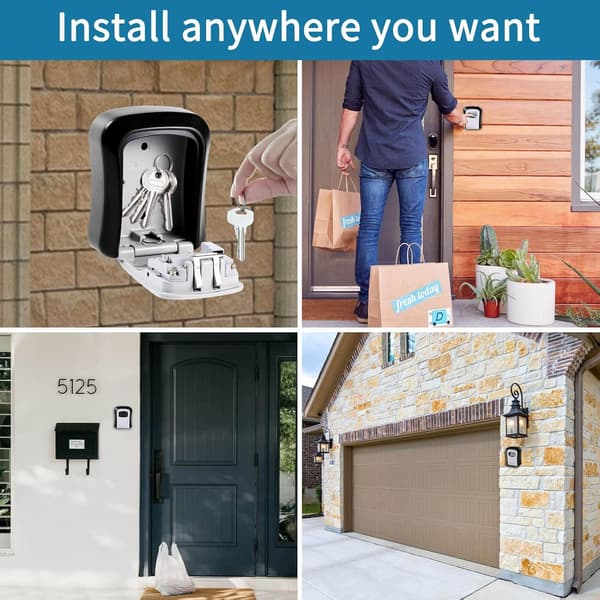 Key Cabinet Wall Mounted - Key Lock Box with 4-Digit Code - Key Box for Sharing Keys Outdoor Grey Grey