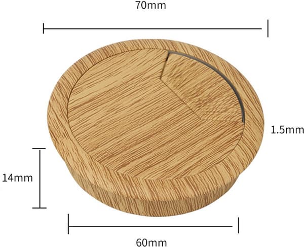 Kabelhanteringslåda Set om 2, 50 mm, ABS, Gul träfinish Geel hout