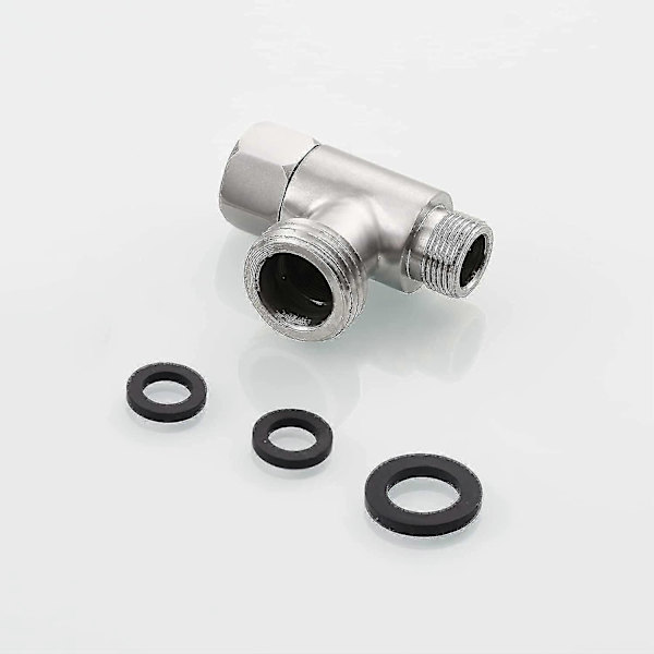 3-vejs 3/8\" og 1/2\" Adapter T-kobling - Rustfrit Stål Rør T-forbindelse, Børstet Nikkel